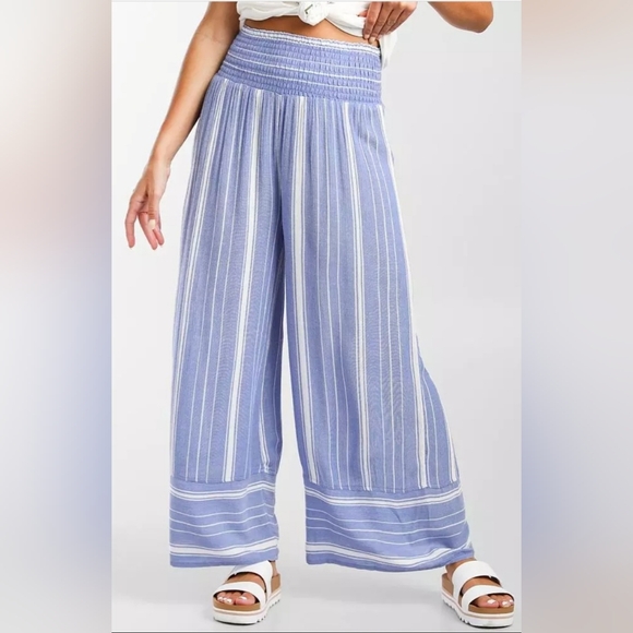 Billabong Pants - Billabong Women's All Lined Up Woven Wide Leg Pant Size Med Blue Wink Viscose